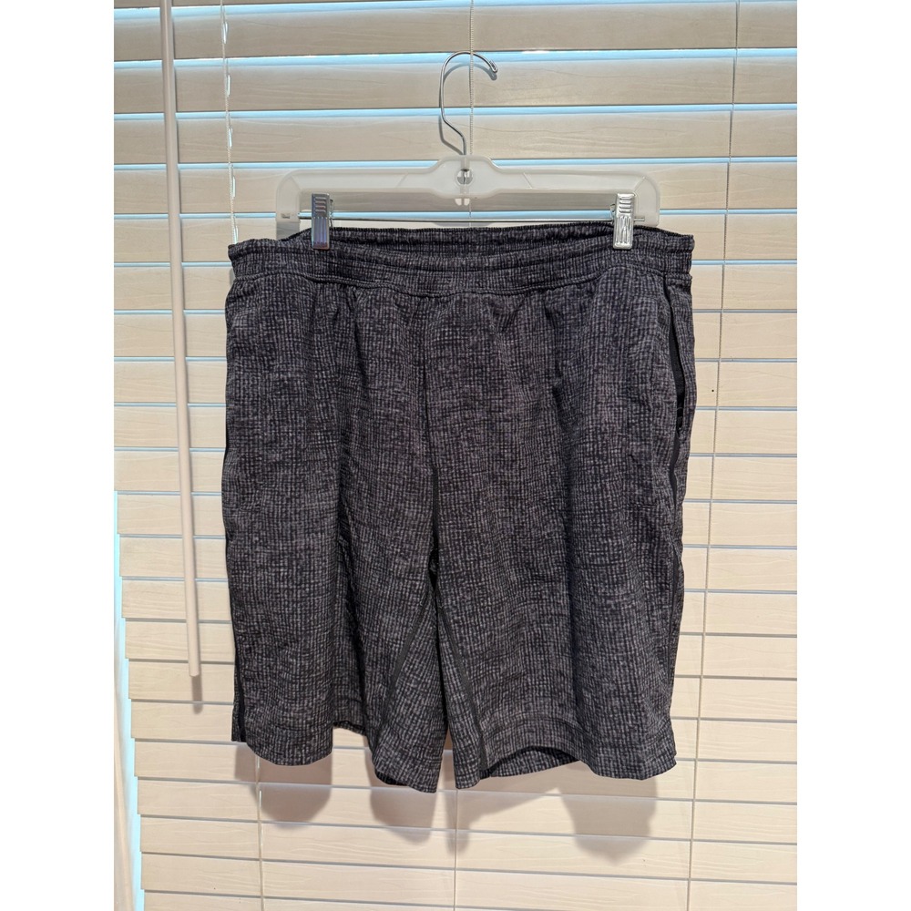 Lululemon Pace Breaker Lined Shorts XXL Grey Black Grid Textured Running Mens